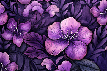  Generative AI Illustration of Background of flowers and plants with backgrounds of various colors