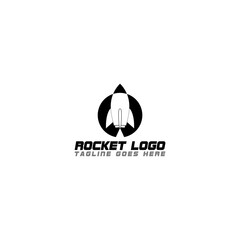 Wall Mural - Space rocket logo template isolated on white background