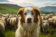 Dog Shepherd Guarding Sheep  Generative Ai