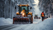Leinwandbild Motiv  winter snow removal on the road with an excavator generative ai