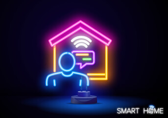 Wall Mural - Smart House Logo design vector template. Digital Electronics Chip control Home Logotype concept icon.