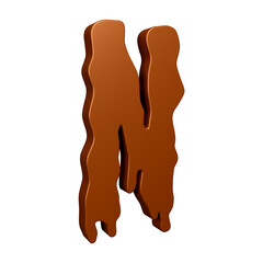 Poster - 3D chocolate alphabet letter n for education and text concept