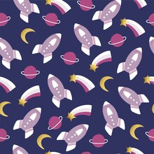 Seamless Pattern With Galaxy Things