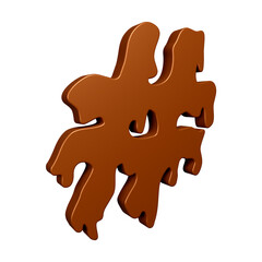 Poster - 3D chocolate hashtag symbol or icon design