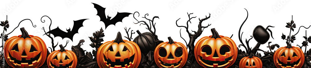 Halloween pumpkins isolated on transparent background - Generative AI ...