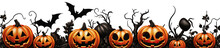 Halloween Pumpkins Isolated On Transparent Background - Generative AI