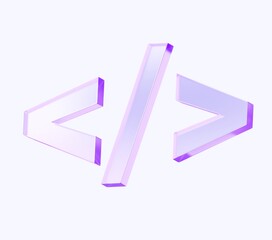 Aufkleber - coding sign icon with colorful gradient. 3d rendering illustration for graphic design, ui ux design, presentation or background. shape with glass effect