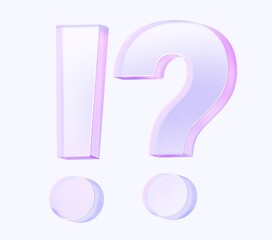 Fototapete - exclamation mark and question mark icon with colorful gradient. 3d rendering illustration for graphic design, ui ux design, presentation or background. shape with glass effect