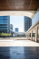 Wall Mural - empty parking lot with modern building