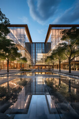 Poster - modern building with empty floor at night
