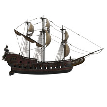3d Rendering Pirate Ship Fantasy Isolated