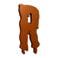 Poster - 3D chocolate alphabet letter r for education and text concept