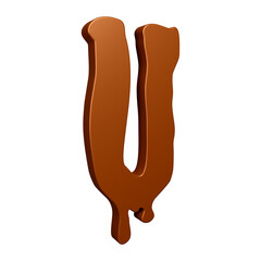 Poster - 3D chocolate alphabet letter u for education and text concept