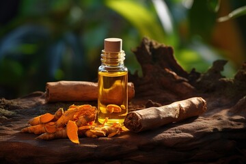 Fototapete - turmeric aromatic oil.