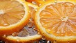 © Anna - a close up of a sliced orange with water droplets on it.  generative ai