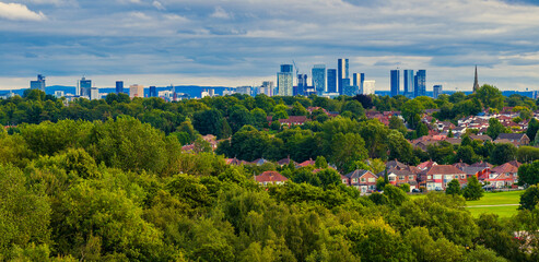 Manchester's amazing skyline panoramic aerial shot taken from Heaton Park. 