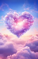 Poster - Colorful Heart in Clouds - Whimsical