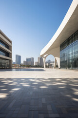 Sticker - empty floor with modern building at day