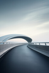 Poster - empty floor or road with modern building