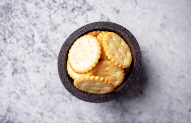 Wall Mural - Graham cracker with salt on a white isolated background