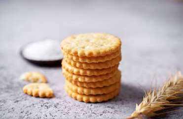 Wall Mural - Graham cracker with salt on a white isolated background