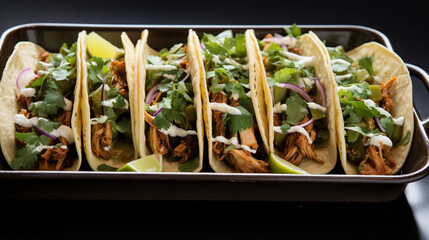 Canvas Print - Chicken Tacos on a White Tray - Light Style