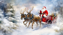 painting-santa-claus-and-reindeer-free-stock-photo-public-domain-pictures