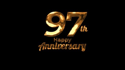 Wall Mural - Animated text happy anniversary  97th gold 4K, birthday, celebration, moment, gold moment