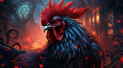 Sticker - Dark Beast of West Fantasy - Rooster