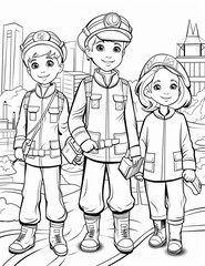 Wall Mural - coloring pages for kids, community helpers