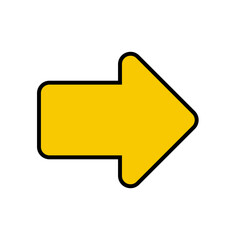 Arrow icon. Simple vector arrow illustration. Yellow icon.