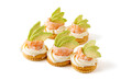 canape with shrimp and avocado on white background for restaurant website 3