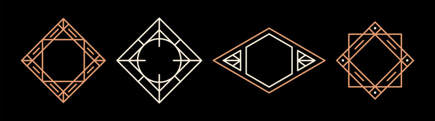 Aufkleber - Vector set of design elements - linear frames with copy space for text, monogram emblems