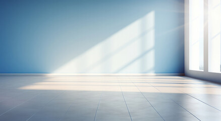 Minimalistischer Hintergrund einer hellen leeren Wand mit Boden und Schatten für Produktpräsentation und Platz für Text