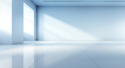Minimalistischer Hintergrund einer hellen leeren Wand mit Boden und Schatten für Produktpräsentation und Platz für Text