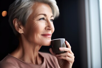 Wall Mural - cropped shot of an attractive senior woman drinking coffee