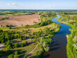 View at the bridge at Warta river in Sieradz city in Poland
