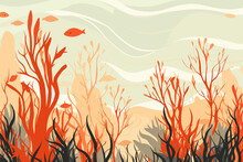 Doodle Inspired Kelp Forest, Cartoon Sticker, Sketch, Vector, Illustration