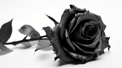 Sticker - Black Rose Flower on White Background