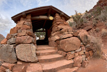Outside View Of The 3 Mile Rest House Along Bright Angel Trail At Grand Canyon Arizona.