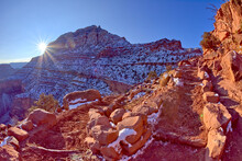 The South Kaibab Trail At Grand Canyon Arizona In Winter Winding Down Below O'Neill Butte On The Way To Skeleton Point.