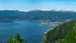 © Pavel - Panorama over Mo i Rana, Helgeland, Norway from Hauknestinden, 800 meters over sea level at Hauknes, next to Ranfjorden. Rana port with Rana gruber inbetween the norwegian mountains during summer