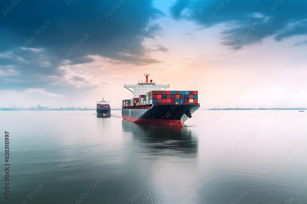 international container cargo ship in the ocean freight transportation ...