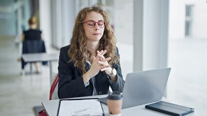 Wall Mural - Young woman business worker working stressed at the office