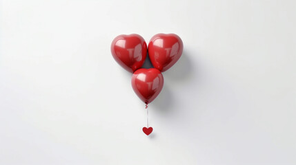 Sticker - Colorful Red Heart Shaped Balloon on White Background