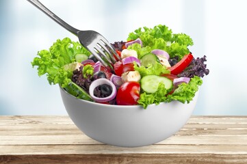 Poster - Healthy tasty green salad with vegetables