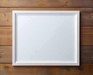 Wall Mural - Blank mock up frame isolated on wooden background