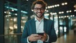 © pham - A man in a suit and glasses holding a cell phone, created with Generative Ai Technology