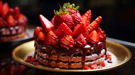 Canvas Print - Sweet Strawberry Dessert Of Chocolate Cakes Chocolate