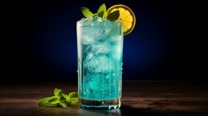 Canvas Print - Blue Alcoholic Drink with Mint